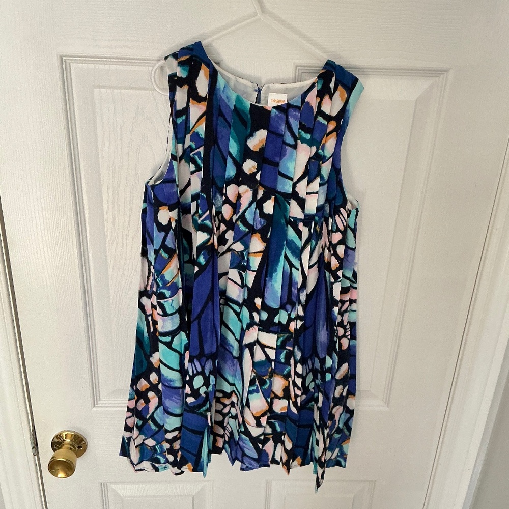 Gymboree Girls Dress Butterfly Wing Pattern Blue Navy and Pink size Large